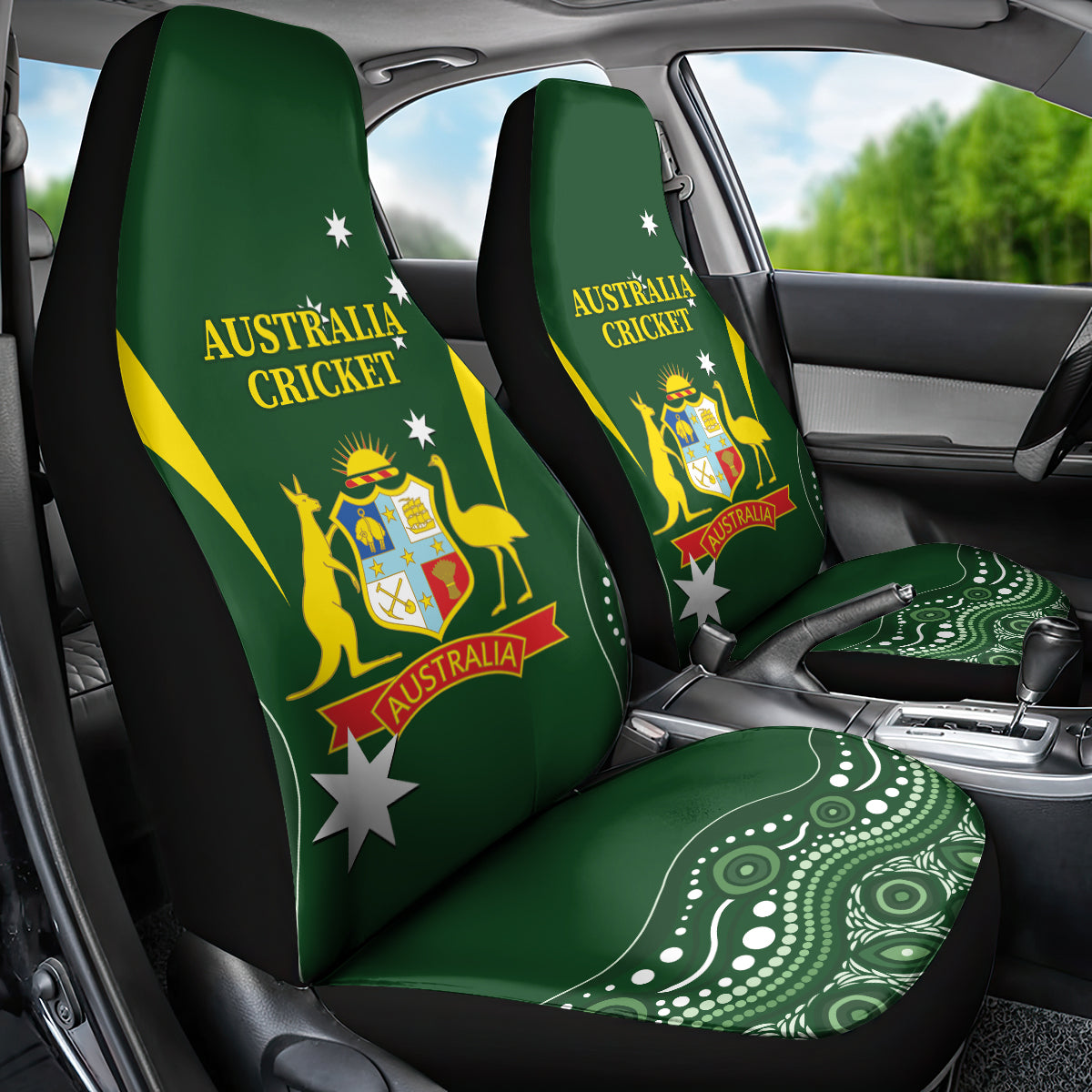 Australia Cricket Car Seat Cover 2024 World Cup Go Aussie - Green Version