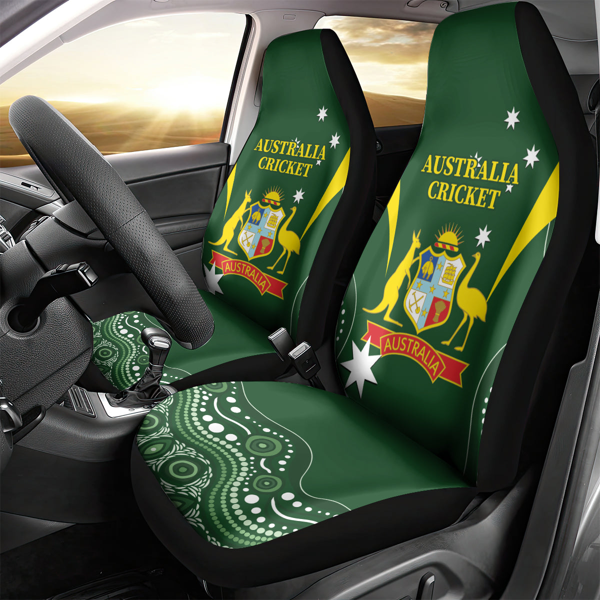 Australia Cricket Car Seat Cover 2024 World Cup Go Aussie - Green Version