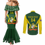 Custom Australia Cricket Couples Matching Mermaid Dress and Long Sleeve Button Shirt 2024 World Cup Go Aussie - Green Version