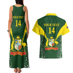 Custom Australia Cricket Couples Matching Tank Maxi Dress and Hawaiian Shirt 2024 World Cup Go Aussie - Green Version