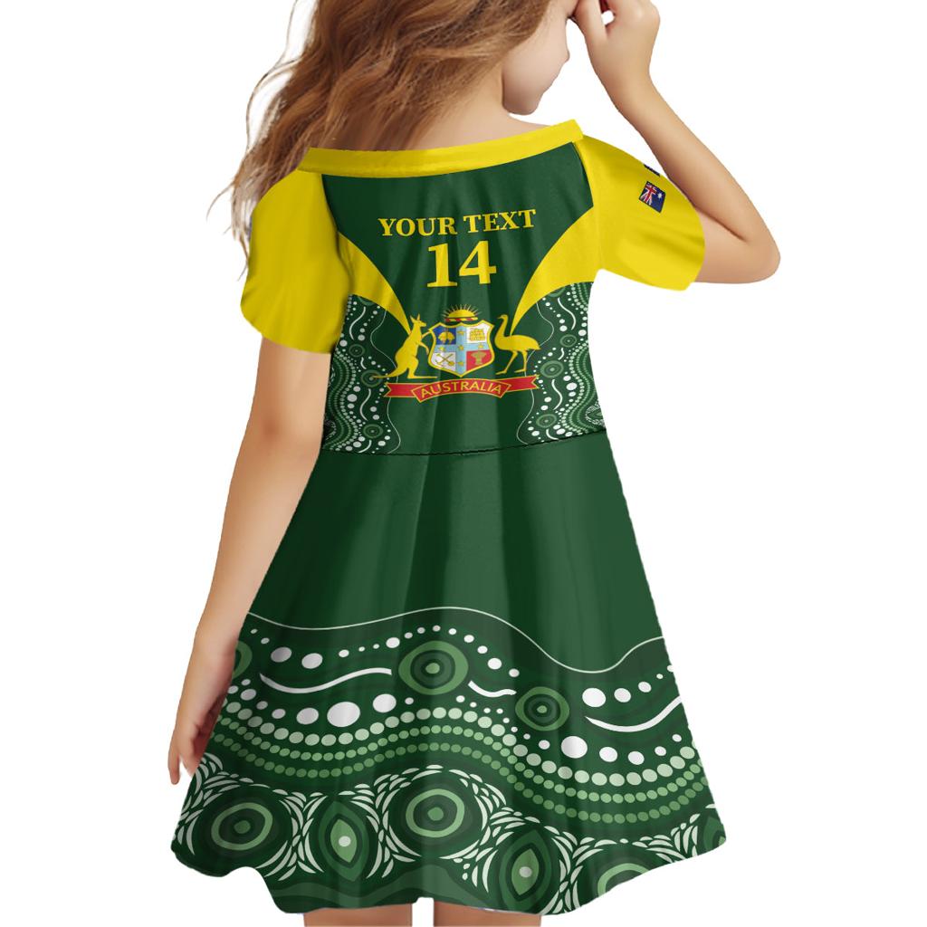 Custom Australia Cricket Family Matching Long Sleeve Bodycon Dress and Hawaiian Shirt 2024 World Cup Go Aussie - Green Version