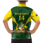 Custom Australia Cricket Family Matching Mermaid Dress and Hawaiian Shirt 2024 World Cup Go Aussie - Green Version