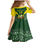 Custom Australia Cricket Family Matching Mermaid Dress and Hawaiian Shirt 2024 World Cup Go Aussie - Green Version