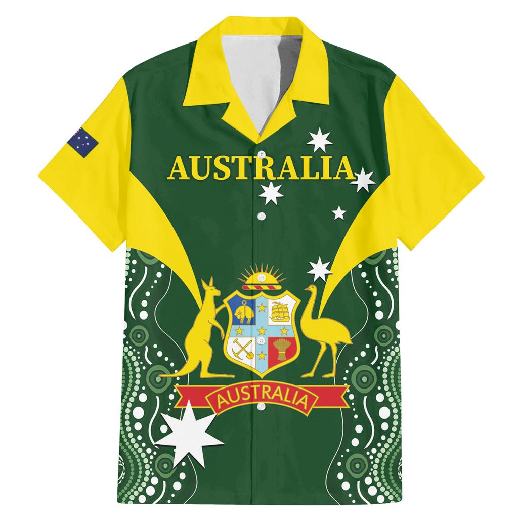 Custom Australia Cricket Family Matching Mermaid Dress and Hawaiian Shirt 2024 World Cup Go Aussie - Green Version