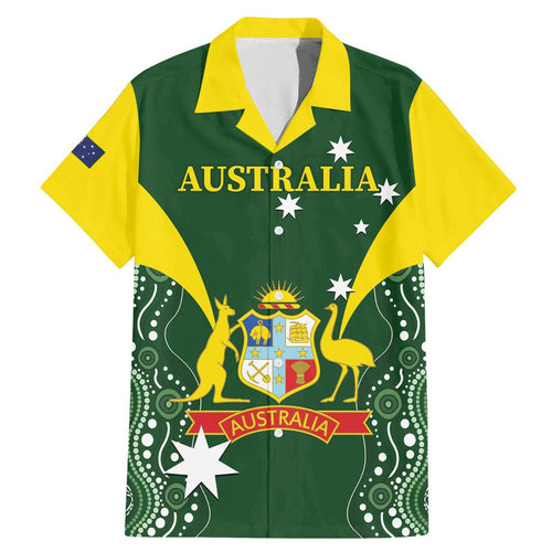 Custom Australia Cricket Family Matching Mermaid Dress and Hawaiian Shirt 2024 World Cup Go Aussie - Green Version