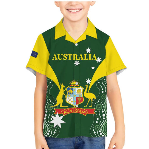 Custom Australia Cricket Family Matching Mermaid Dress and Hawaiian Shirt 2024 World Cup Go Aussie - Green Version