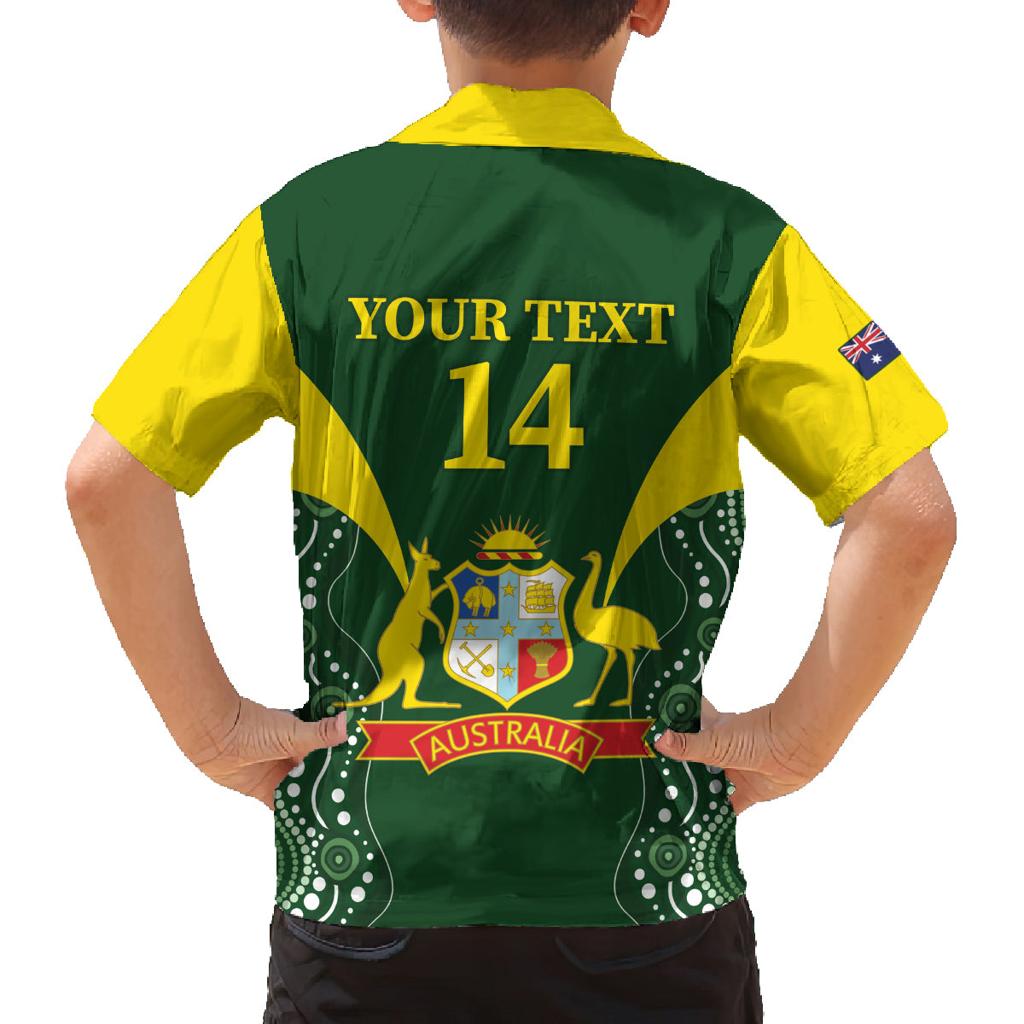 Custom Australia Cricket Family Matching Off Shoulder Maxi Dress and Hawaiian Shirt 2024 World Cup Go Aussie - Green Version