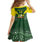 Custom Australia Cricket Family Matching Off Shoulder Maxi Dress and Hawaiian Shirt 2024 World Cup Go Aussie - Green Version
