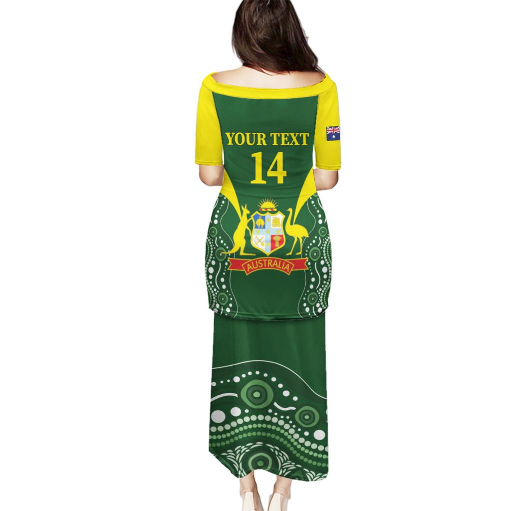 Custom Australia Cricket Family Matching Puletasi and Hawaiian Shirt 2024 World Cup Go Aussie - Green Version
