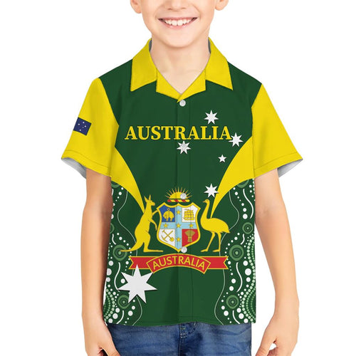 Custom Australia Cricket Family Matching Short Sleeve Bodycon Dress and Hawaiian Shirt 2024 World Cup Go Aussie - Green Version