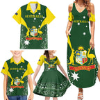 Custom Australia Cricket Family Matching Summer Maxi Dress and Hawaiian Shirt 2024 World Cup Go Aussie - Green Version