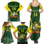 Custom Australia Cricket Family Matching Summer Maxi Dress and Hawaiian Shirt 2024 World Cup Go Aussie - Green Version