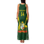 Custom Australia Cricket Family Matching Tank Maxi Dress and Hawaiian Shirt 2024 World Cup Go Aussie - Green Version