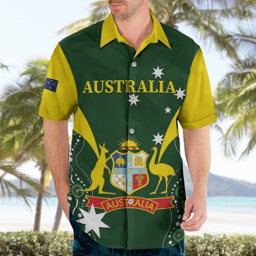 Custom Australia Cricket Hawaiian Shirt 2024 World Cup Go Aussie - Green Version