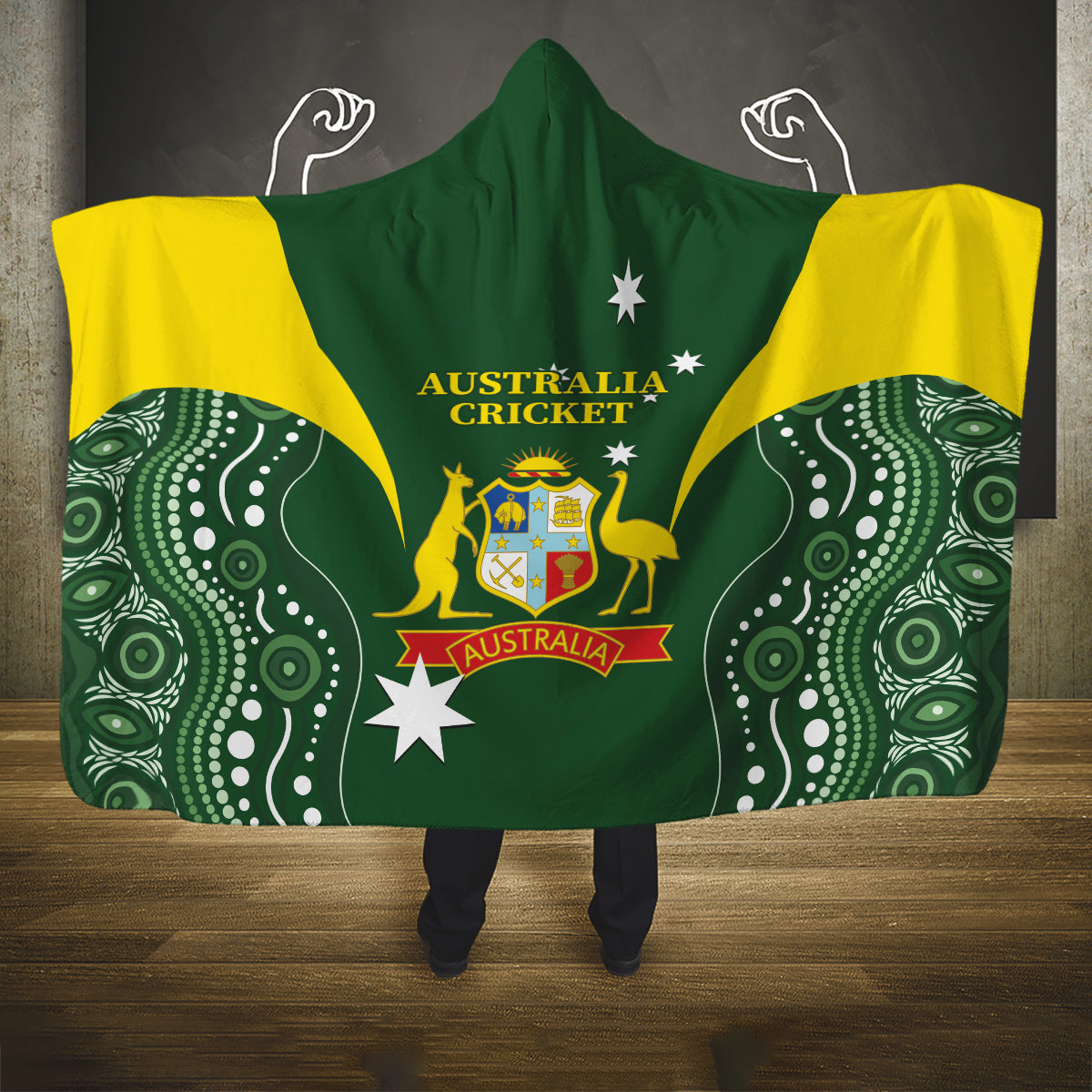 Australia Cricket Hooded Blanket 2024 World Cup Go Aussie - Green Version