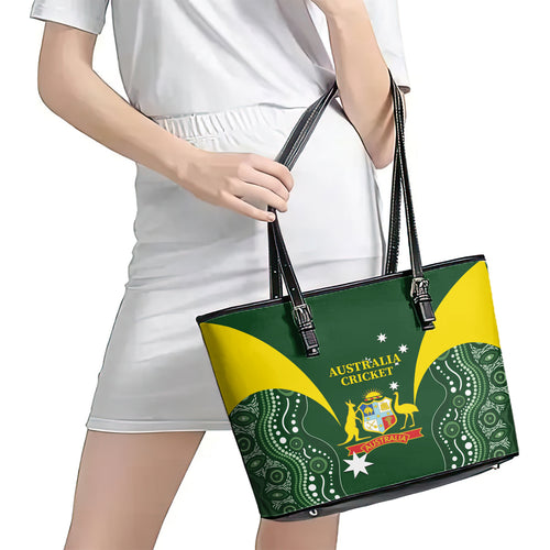 Australia Cricket Leather Tote Bag 2024 World Cup Go Aussie - Green Version