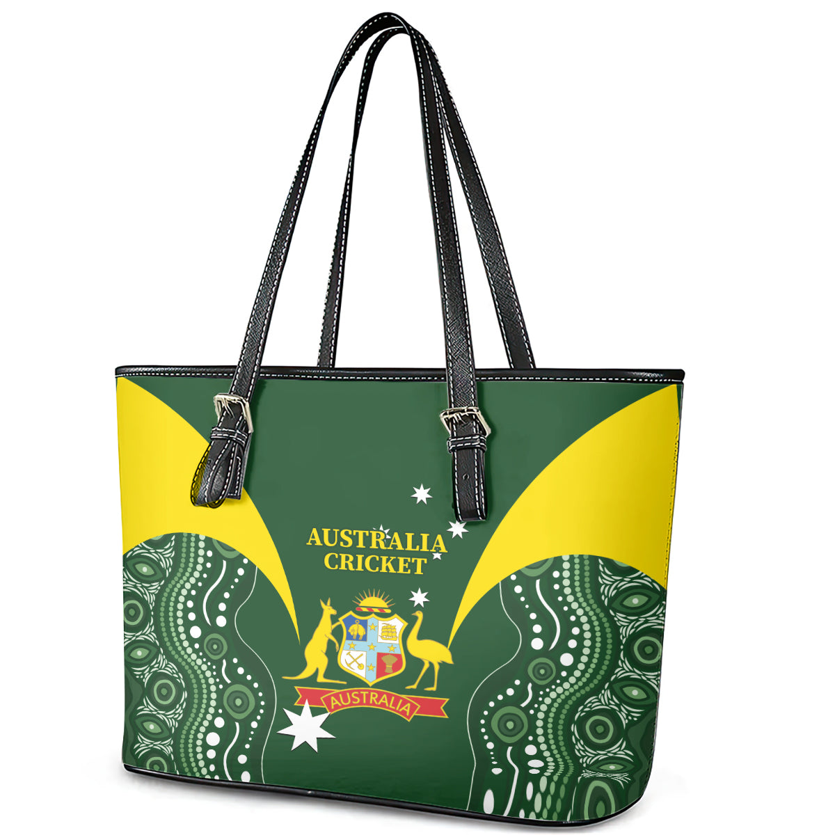 Australia Cricket Leather Tote Bag 2024 World Cup Go Aussie - Green Version