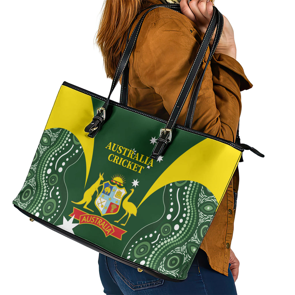 Australia Cricket Leather Tote Bag 2024 World Cup Go Aussie - Green Version
