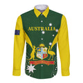 Custom Australia Cricket Long Sleeve Button Shirt 2024 World Cup Go Aussie - Green Version
