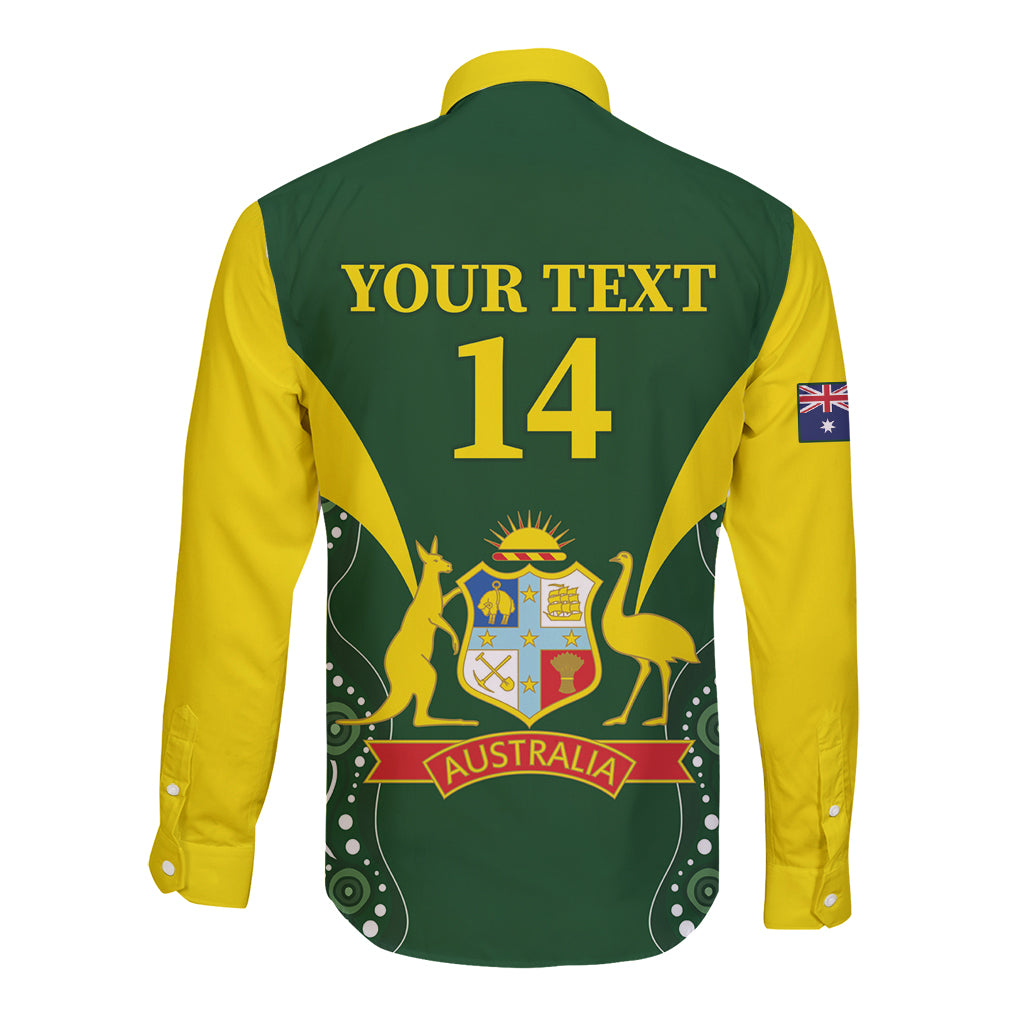Custom Australia Cricket Long Sleeve Button Shirt 2024 World Cup Go Aussie - Green Version