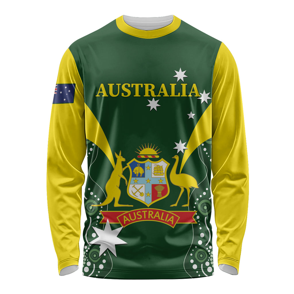 Custom Australia Cricket Long Sleeve Shirt 2024 World Cup Go Aussie - Green Version
