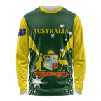 Custom Australia Cricket Long Sleeve Shirt 2024 World Cup Go Aussie - Green Version