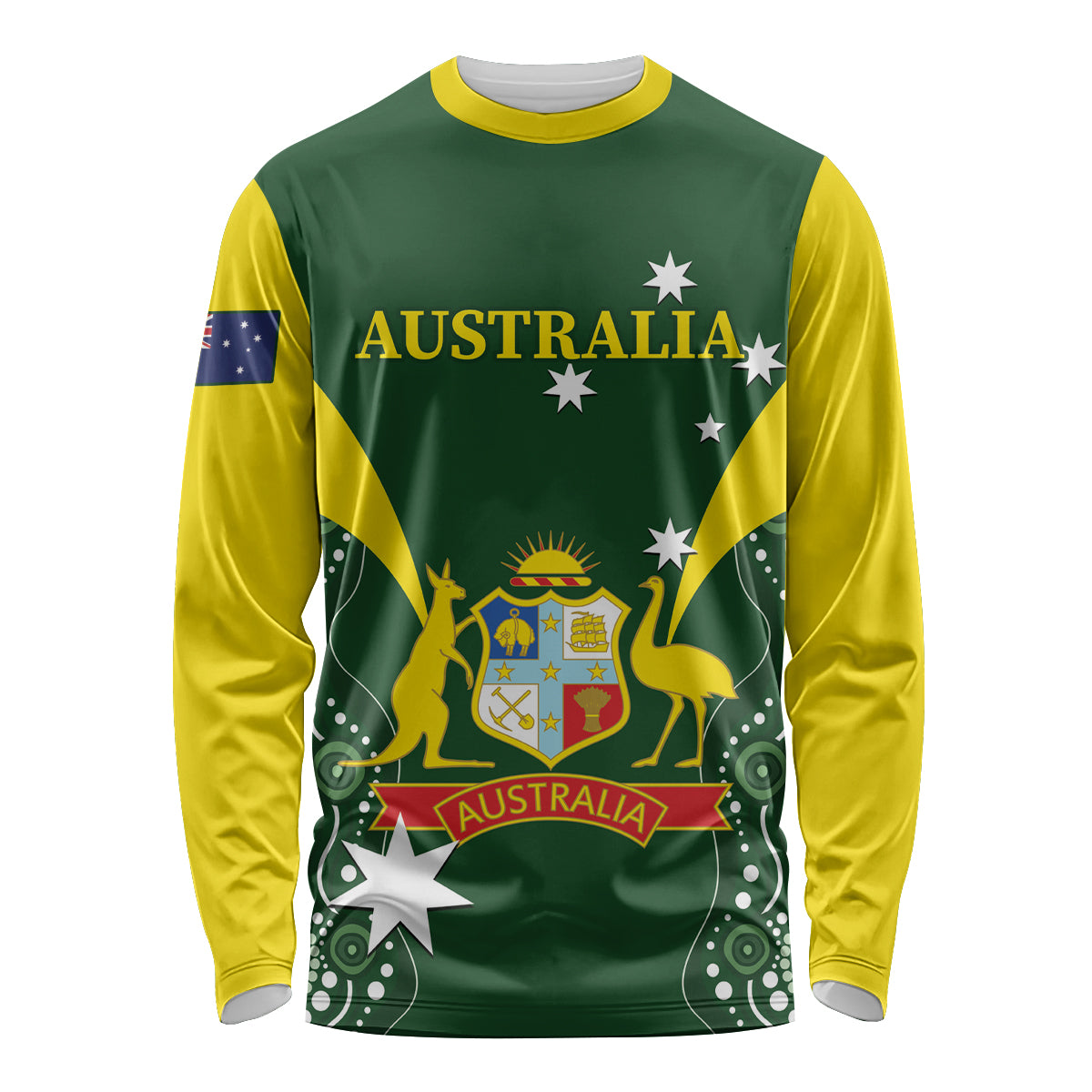 Custom Australia Cricket Long Sleeve Shirt 2024 World Cup Go Aussie - Green Version