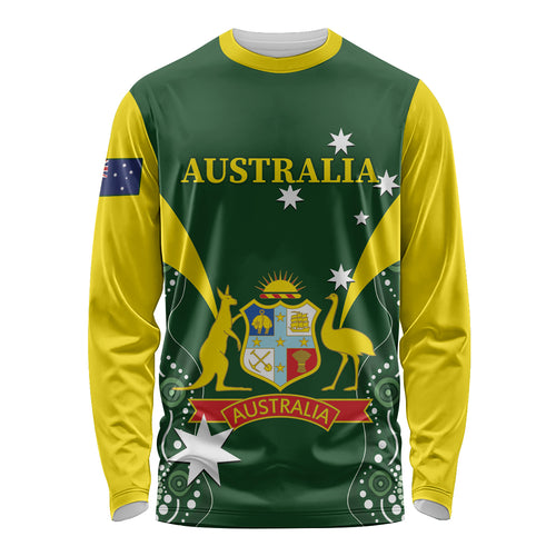 Custom Australia Cricket Long Sleeve Shirt 2024 World Cup Go Aussie - Green Version