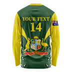 Custom Australia Cricket Long Sleeve Shirt 2024 World Cup Go Aussie - Green Version