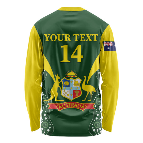Custom Australia Cricket Long Sleeve Shirt 2024 World Cup Go Aussie - Green Version