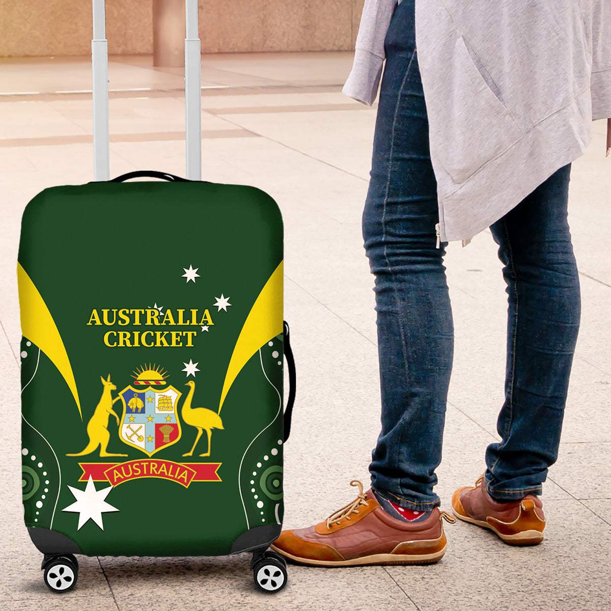 Australia Cricket Luggage Cover 2024 World Cup Go Aussie - Green Version