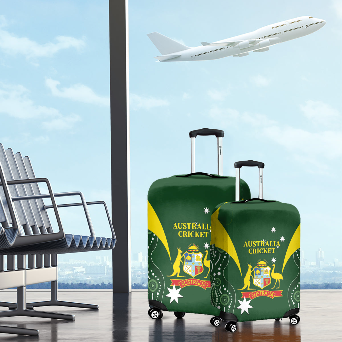 Australia Cricket Luggage Cover 2024 World Cup Go Aussie - Green Version