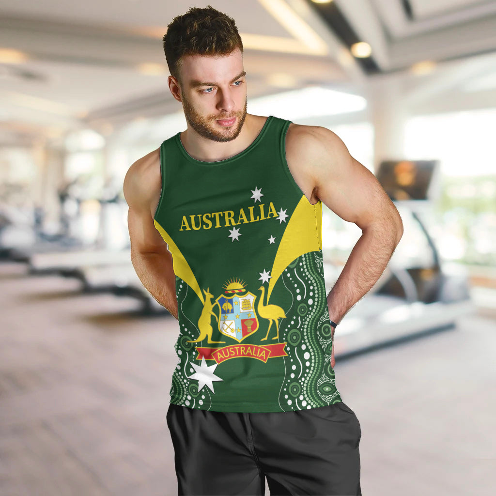 Custom Australia Cricket Men Tank Top 2024 World Cup Go Aussie - Green Version