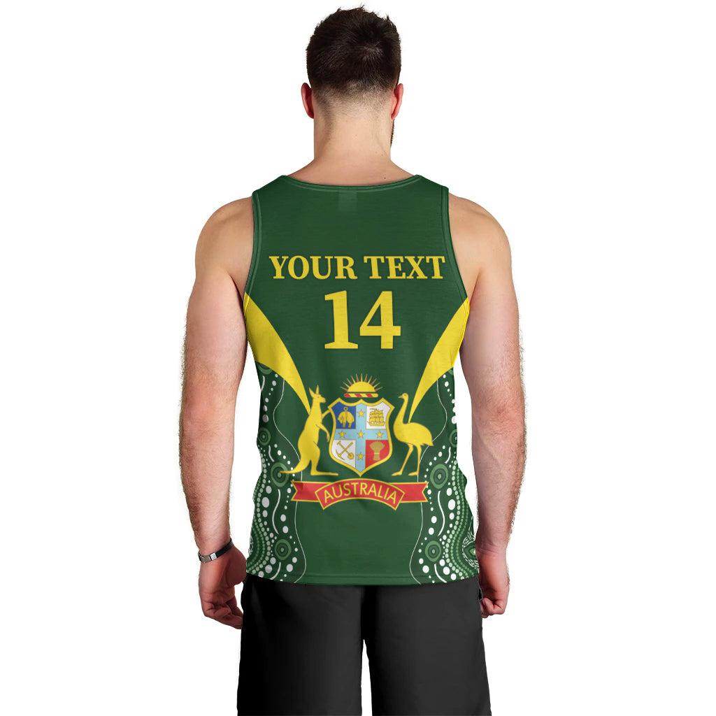 Custom Australia Cricket Men Tank Top 2024 World Cup Go Aussie - Green Version