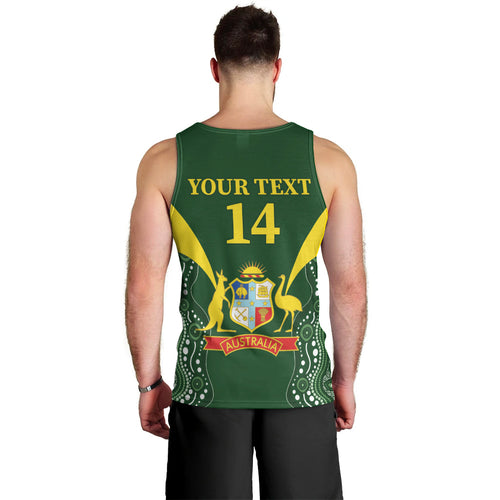 Custom Australia Cricket Men Tank Top 2024 World Cup Go Aussie - Green Version