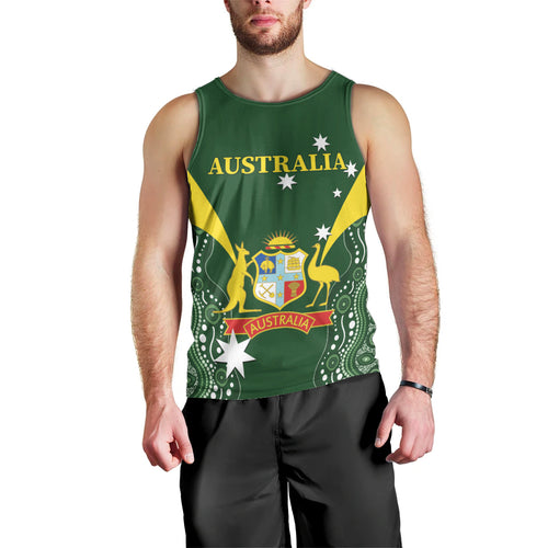 Custom Australia Cricket Men Tank Top 2024 World Cup Go Aussie - Green Version