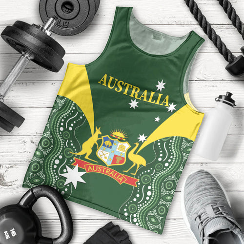 Custom Australia Cricket Men Tank Top 2024 World Cup Go Aussie - Green Version