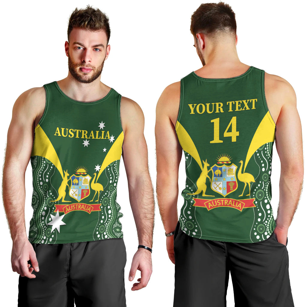 Custom Australia Cricket Men Tank Top 2024 World Cup Go Aussie - Green Version