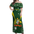 Custom Australia Cricket Off Shoulder Maxi Dress 2024 World Cup Go Aussie - Green Version