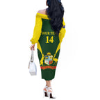 Custom Australia Cricket Off The Shoulder Long Sleeve Dress 2024 World Cup Go Aussie - Green Version