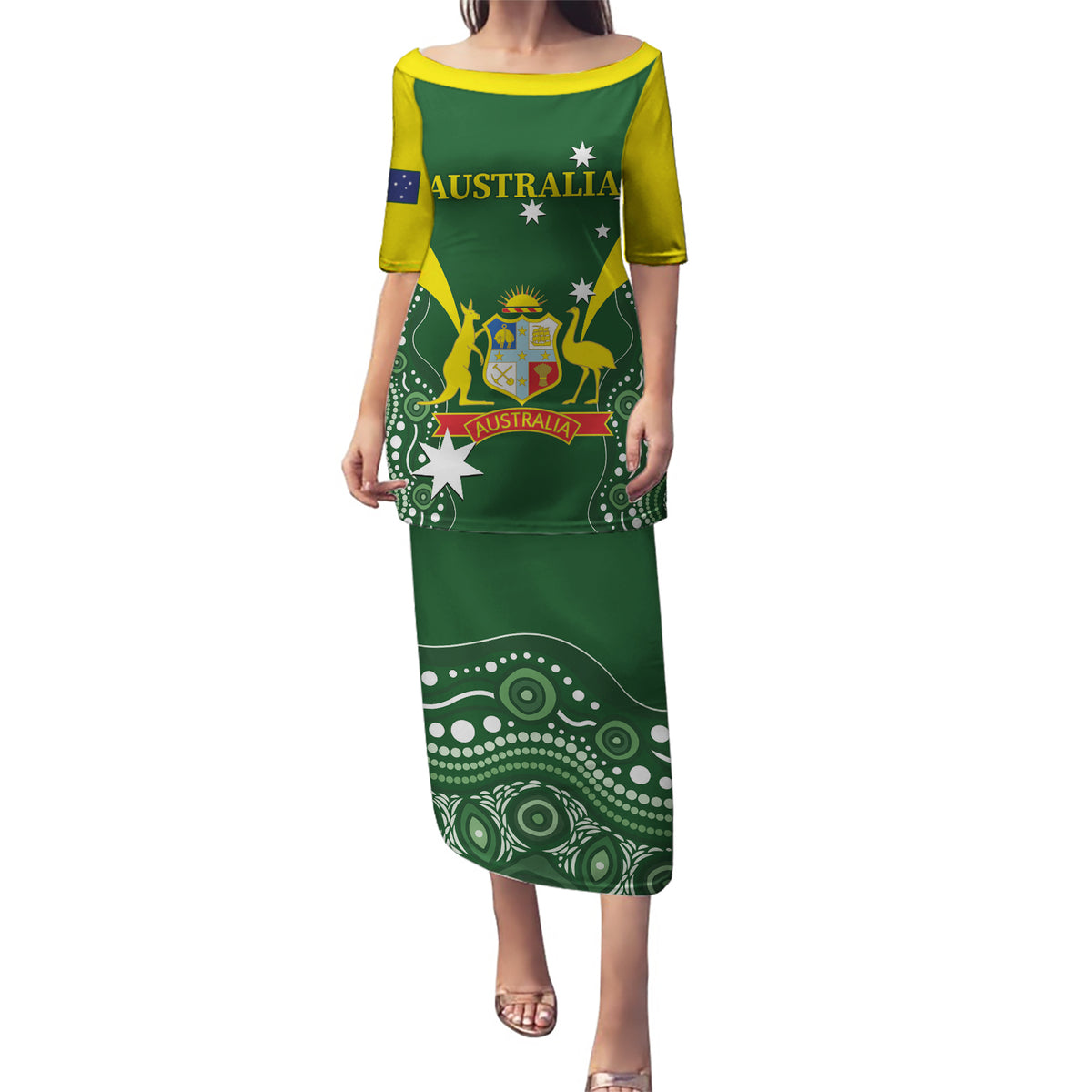Custom Australia Cricket Puletasi 2024 World Cup Go Aussie - Green Version
