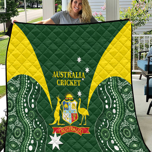 Australia Cricket Quilt 2024 World Cup Go Aussie - Green Version