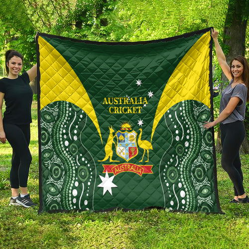 Australia Cricket Quilt 2024 World Cup Go Aussie - Green Version