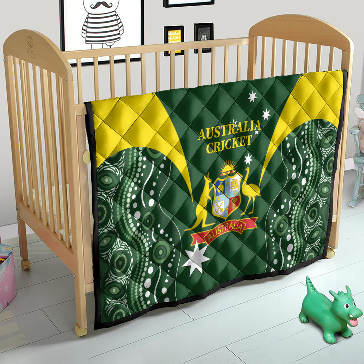 Australia Cricket Quilt 2024 World Cup Go Aussie - Green Version
