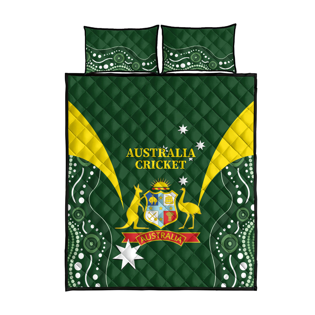 Australia Cricket Quilt Bed Set 2024 World Cup Go Aussie - Green Version