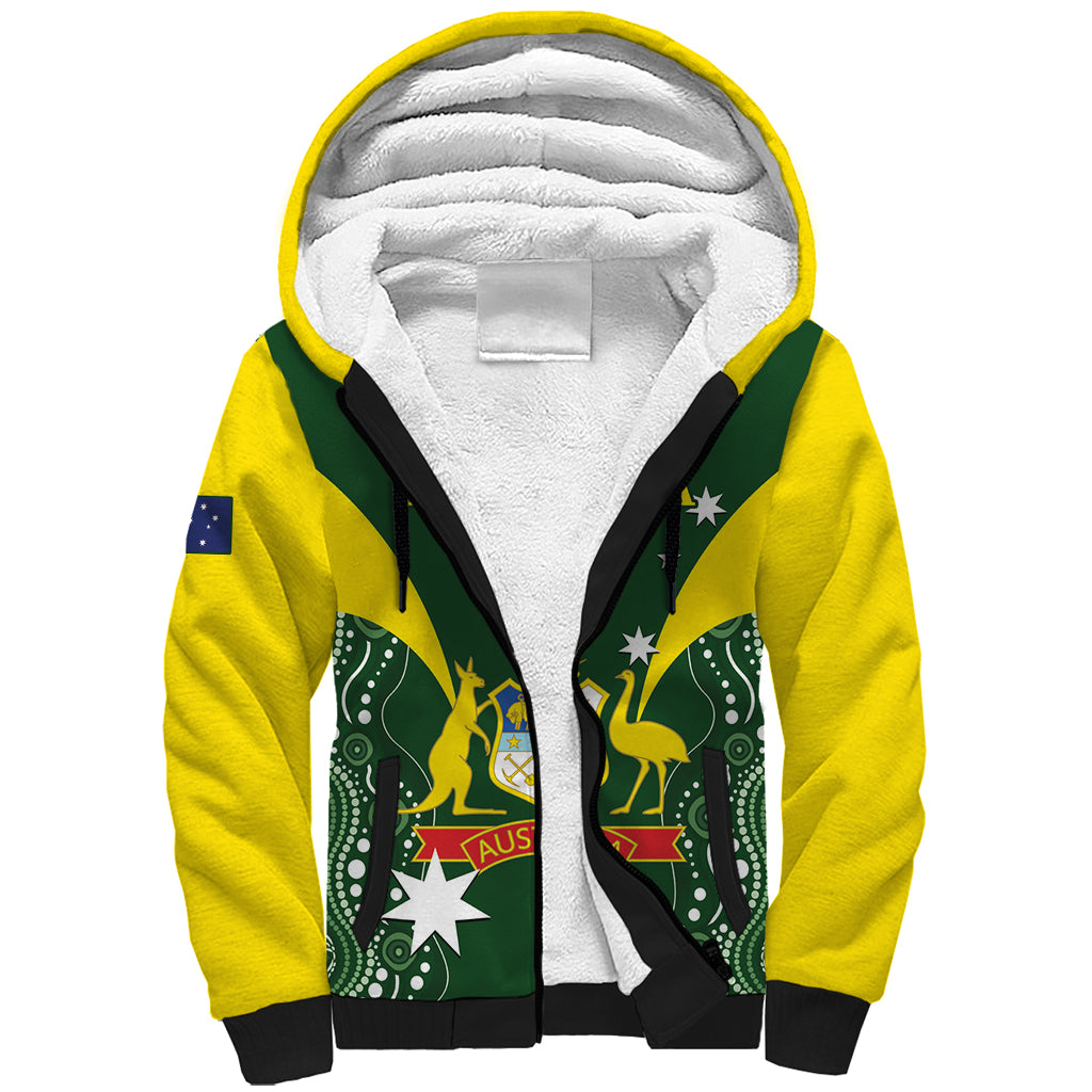 Custom Australia Cricket Sherpa Hoodie 2024 World Cup Go Aussie - Green Version
