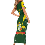 Custom Australia Cricket Short Sleeve Bodycon Dress 2024 World Cup Go Aussie - Green Version