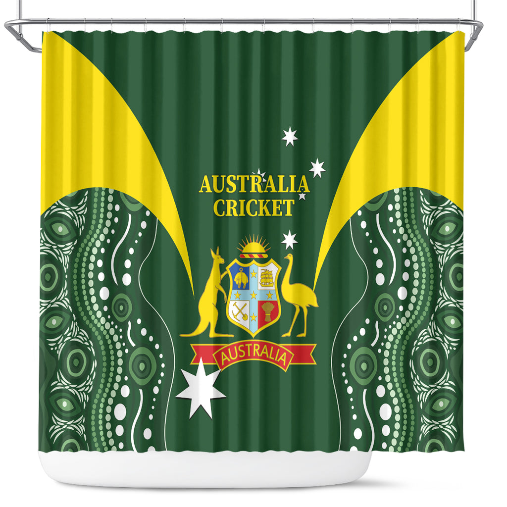Australia Cricket Shower Curtain 2024 World Cup Go Aussie - Green Version