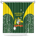 Australia Cricket Shower Curtain 2024 World Cup Go Aussie - Green Version