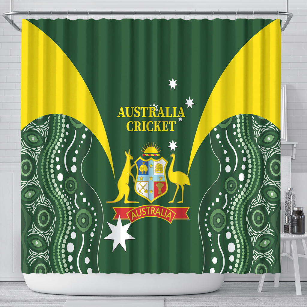 Australia Cricket Shower Curtain 2024 World Cup Go Aussie - Green Version